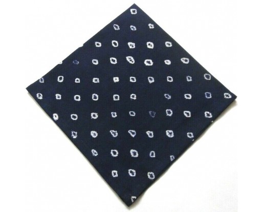 Bandhani Navy Blue Pocket Square Handkerchief Napkin Hanky Wedding Party 14.5"